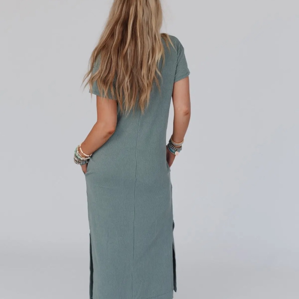 Easy Days Maxi Slit Tee Dress Sea Foam